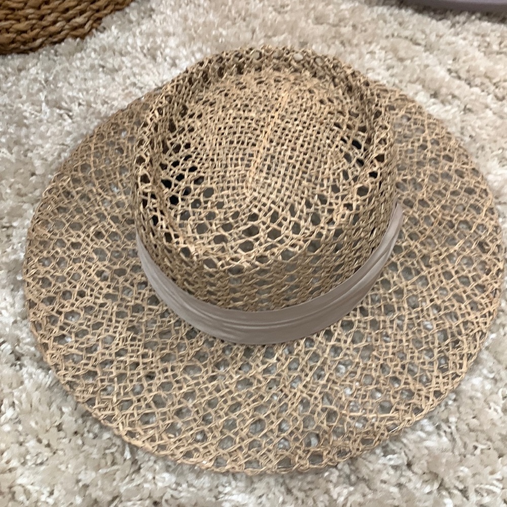 Woven wide brim hat